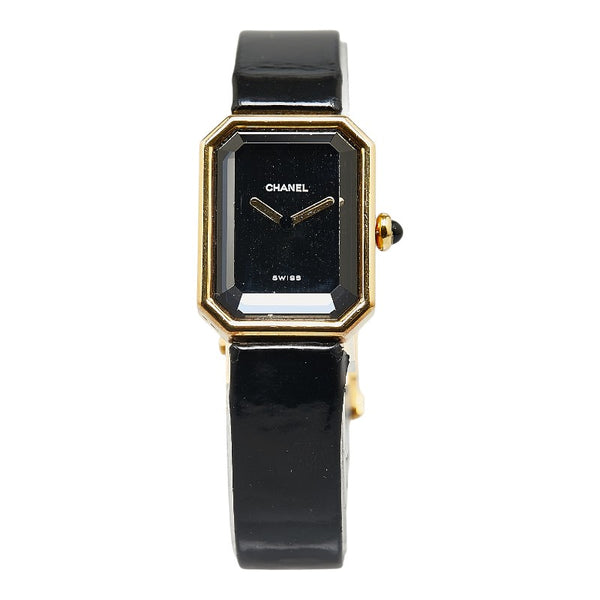 シャネル プルミエール M ベルト 750 腕時計 クオーツ ブラック文字盤 K18YG イエローゴールド レザー レディース CHANEL 【中古】