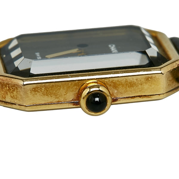 シャネル プルミエール M ベルト 750 腕時計 クオーツ ブラック文字盤 K18YG イエローゴールド レザー レディース CHANEL 【中古】