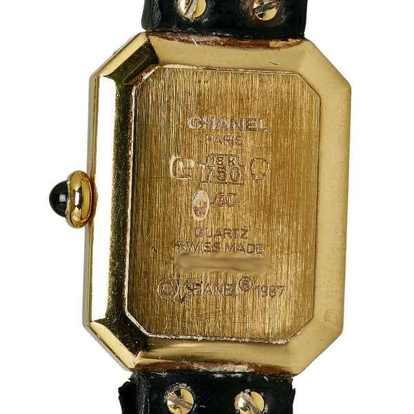 シャネル プルミエール M ベルト 750 腕時計 クオーツ ブラック文字盤 K18YG イエローゴールド レザー レディース CHANEL 【中古】