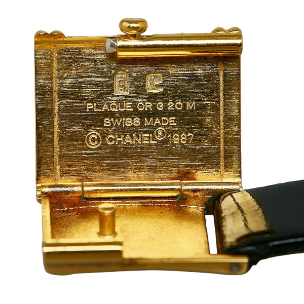 シャネル プルミエール M ベルト 750 腕時計 クオーツ ブラック文字盤 K18YG イエローゴールド レザー レディース CHANEL 【中古】