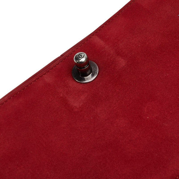 シャネル ボーイシャネル  ココマーク Vステッチ チェーン ショルダーバッグ レッド シルバー ヌバック レザー レディース CHANEL 【中古】