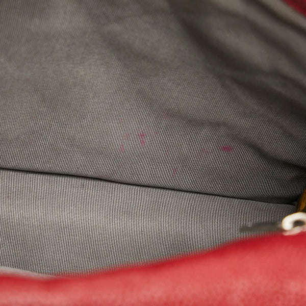 シャネル フレンチリビエラ マトラッセ チェーン ショルダーバッグ レッド キャビアスキン レディース CHANEL 【中古】