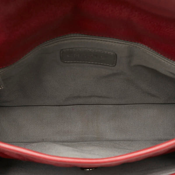 シャネル フレンチリビエラ マトラッセ チェーン ショルダーバッグ レッド キャビアスキン レディース CHANEL 【中古】