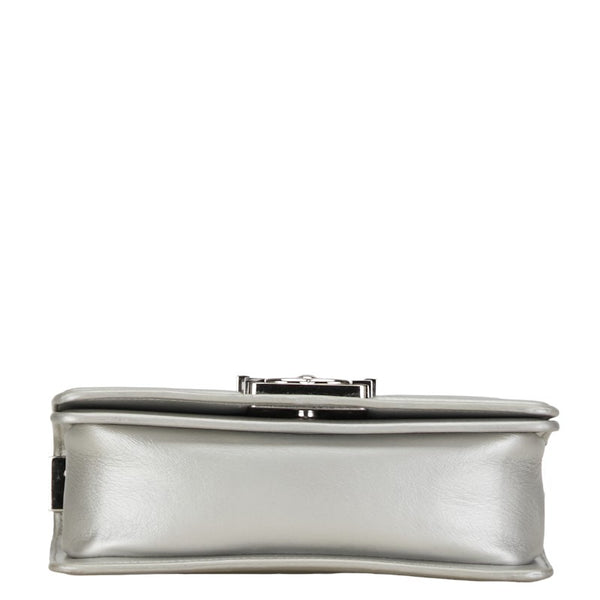 シャネル マトラッセ  ボーイシャネル ココマーク チェーン ショルダーバッグ グリーン シルバー エナメル レザー レディース CHANEL 【中古】