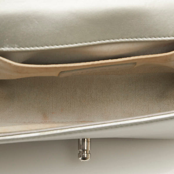 シャネル マトラッセ  ボーイシャネル ココマーク チェーン ショルダーバッグ グリーン シルバー エナメル レザー レディース CHANEL 【中古】