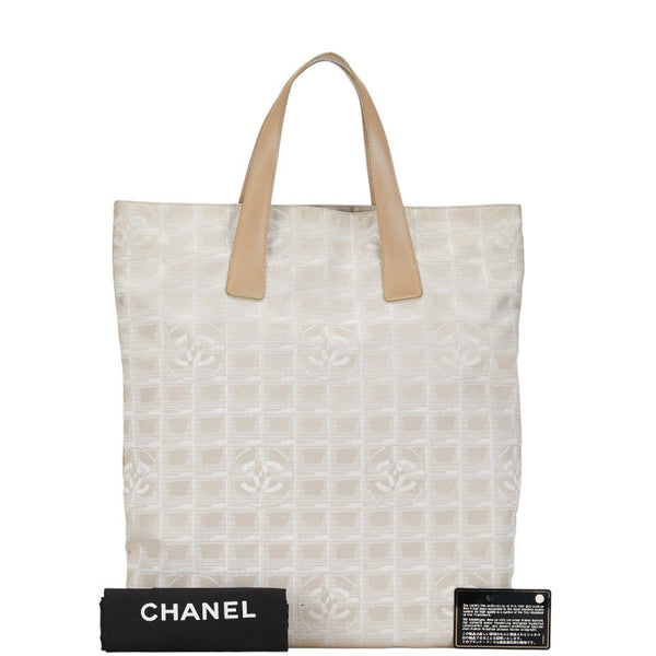 シャネル ニュートラベルライン ハンドバッグ トートバッグ ベージュ キャンバス レザー レディース CHANEL 【中古】