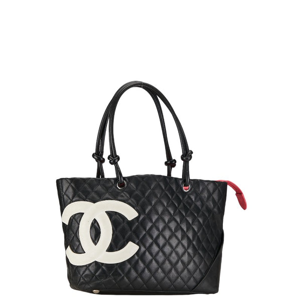 シャネル マトラッセ カンボンライン デカココマーク トートバッグ ショルダーバッグ ブラック ラムスキン レディース CHANEL 【中古】