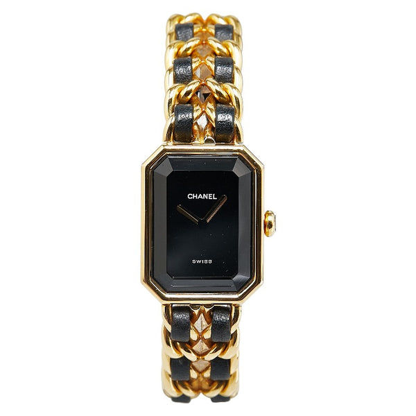 シャネル プルミエール 腕時計 H0001 クオーツ ブラック文字盤 ステンレススチール レザー レディース CHANEL 【中古】