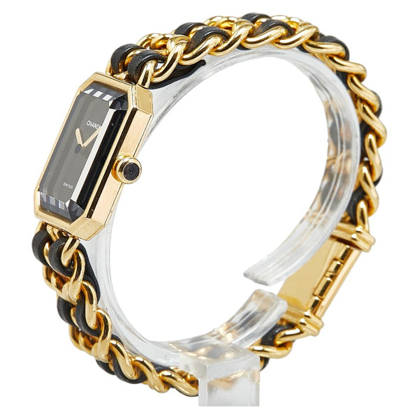 シャネル プルミエール 腕時計 H0001 クオーツ ブラック文字盤 ステンレススチール レザー レディース CHANEL 【中古】
