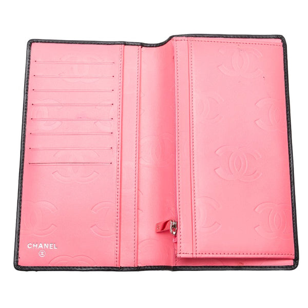 シャネル マトラッセ カンボンライン ココマーク 長財布 二つ折り財布 ブラック ラムスキン レディース CHANEL 【中古】