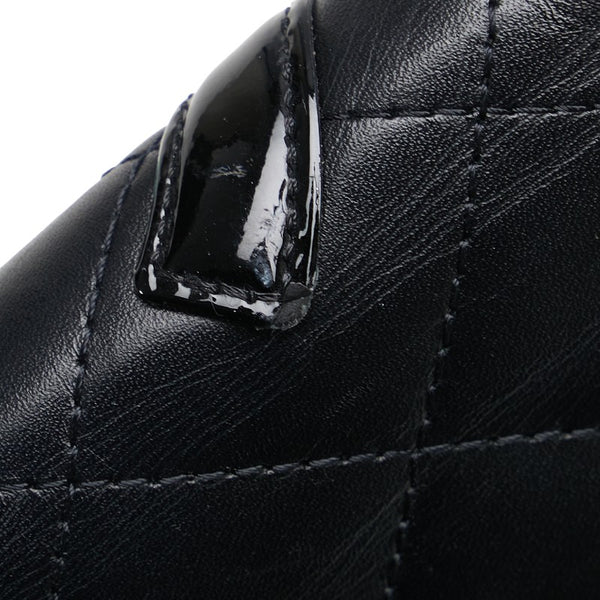 シャネル マトラッセ カンボンライン ココマーク 長財布 二つ折り財布 ブラック ラムスキン レディース CHANEL 【中古】