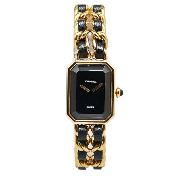 シャネル プルミエール 腕時計 H0001 クオーツ ブラック文字盤 メッキ レディース CHANEL 【中古】