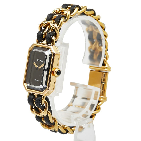 シャネル プルミエール 腕時計 H0001 クオーツ ブラック文字盤 メッキ レディース CHANEL 【中古】