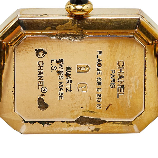 シャネル プルミエール 腕時計 H0001 クオーツ ブラック文字盤 メッキ レディース CHANEL 【中古】