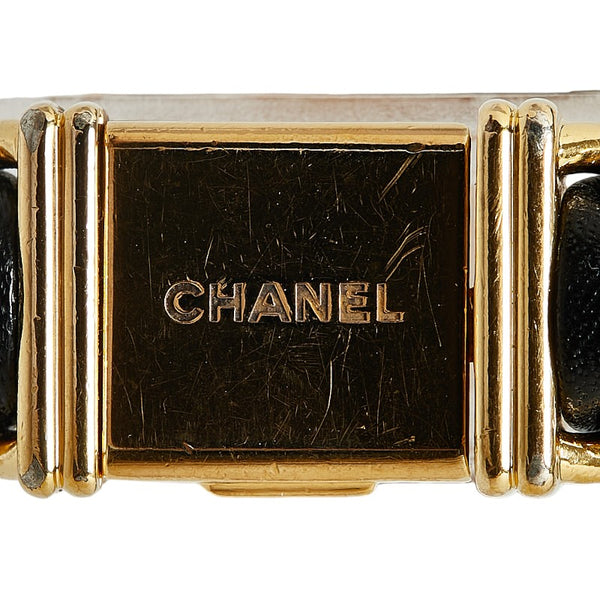 シャネル プルミエール 腕時計 H0001 クオーツ ブラック文字盤 メッキ レディース CHANEL 【中古】