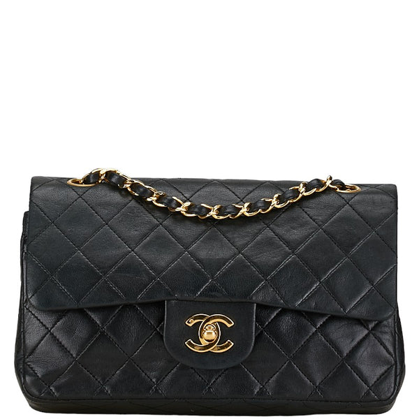 シャネル マトラッセ 23 ダブルフラップ  チェーン ショルダーバッグ ブラック ラムスキン レディース CHANEL 【中古】