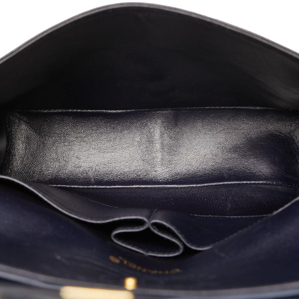 シャネル マトラッセ Wフラップ チェーンショルダーバッグ ネイビー ラムスキン レディース CHANEL 【中古】