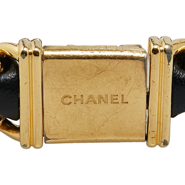 シャネル プルミエール 腕時計 サイズ:M H0001 クオーツ ブラック文字盤 メッキ レザー レディース CHANEL 【中古】