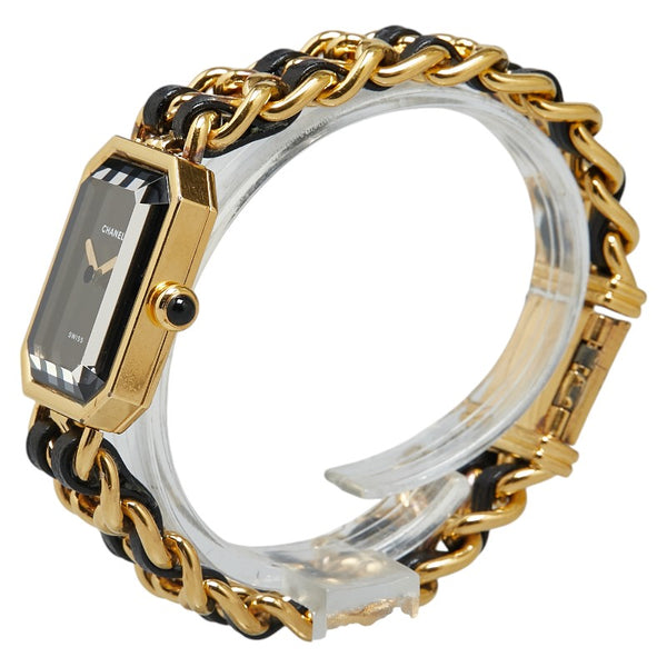 シャネル プルミエール 腕時計 サイズ:M H0001 クオーツ ブラック文字盤 メッキ レザー レディース CHANEL 【中古】
