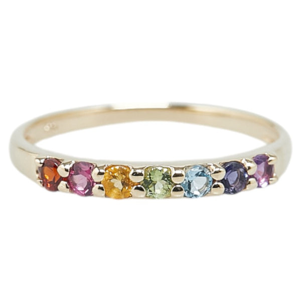 K10YG イエローゴールド カラーストーン リング 指輪 レディース 8号 【中古】