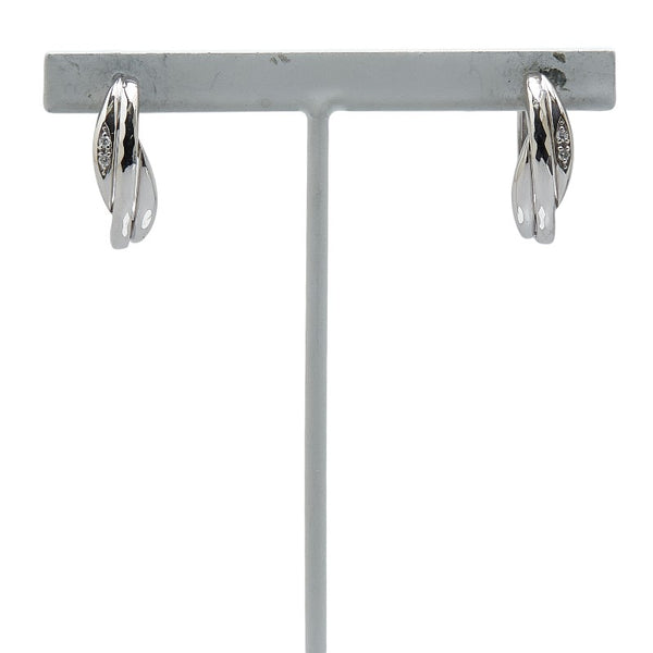 K10WG ホワイトゴールド ダイヤ フープ ピアス レディース 【中古】