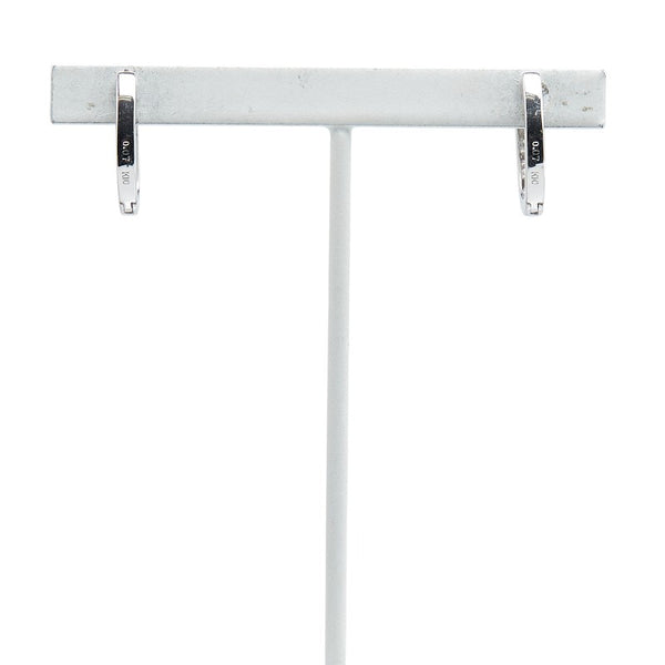 K10WG ホワイトゴールド ダイヤ0.14ct フープ ピアス レディース 【中古】