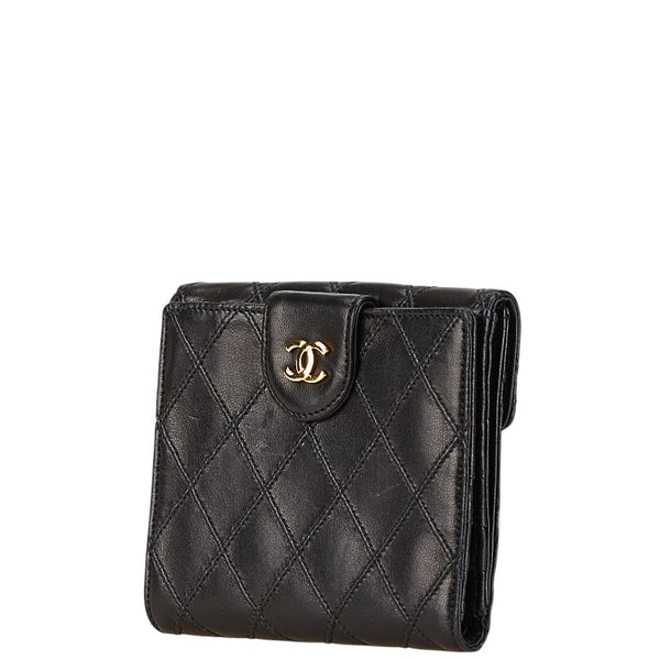 シャネル ビコローレ ココマーク 二つ折り財布 ブラック レザー レディース CHANEL 【中古】