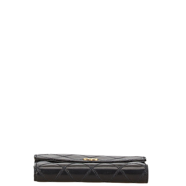 シャネル ビコローレ ココマーク 二つ折り財布 ブラック レザー レディース CHANEL 【中古】