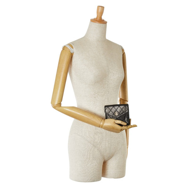 シャネル ビコローレ ココマーク 二つ折り財布 ブラック レザー レディース CHANEL 【中古】