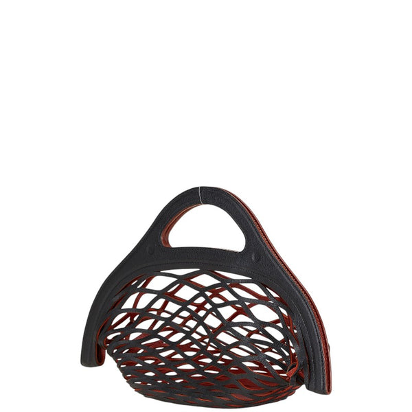 Delvaux デルヴォー バスケットバッグ ハンドバッグ ブラック レッド レザー レディース 【中古】