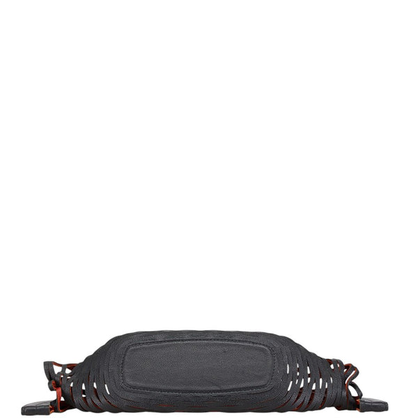 Delvaux デルヴォー バスケットバッグ ハンドバッグ ブラック レッド レザー レディース 【中古】