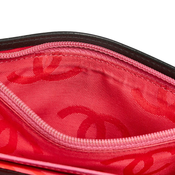 シャネル マトラッセ カンボンライン ココマーク 二つ折り財布 コンパクトウォレット ブラック ラムスキン レディース CHANEL 【中古】