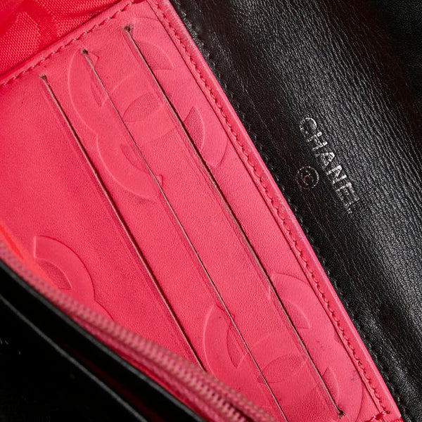 シャネル マトラッセ カンボンライン ココマーク 二つ折り財布 コンパクトウォレット ブラック ラムスキン レディース CHANEL 【中古】