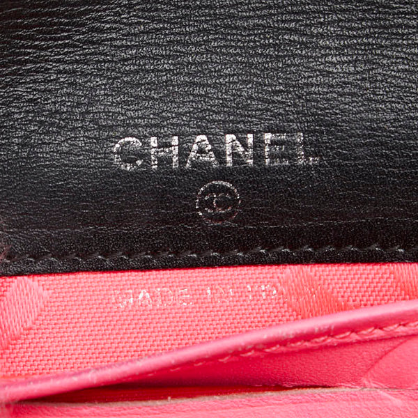 シャネル マトラッセ カンボンライン ココマーク 二つ折り財布 コンパクトウォレット ブラック ラムスキン レディース CHANEL 【中古】