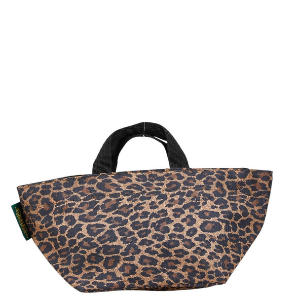 Herve Chapelier エルベシャプリエ レオパード 舟型 トートS ハンドバッグ ブラウン ブラック ナイロン レディース 【中古】