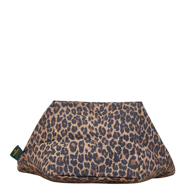 Herve Chapelier エルベシャプリエ レオパード 舟型 トートS ハンドバッグ ブラウン ブラック ナイロン レディース 【中古】