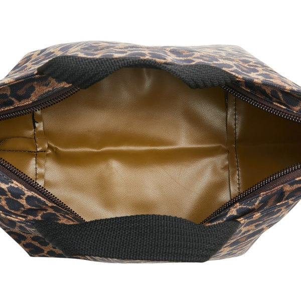 Herve Chapelier エルベシャプリエ レオパード 舟型 トートS ハンドバッグ ブラウン ブラック ナイロン レディース 【中古】