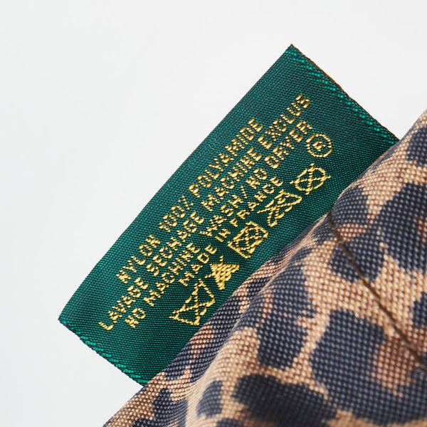 Herve Chapelier エルベシャプリエ レオパード 舟型 トートS ハンドバッグ ブラウン ブラック ナイロン レディース 【中古】