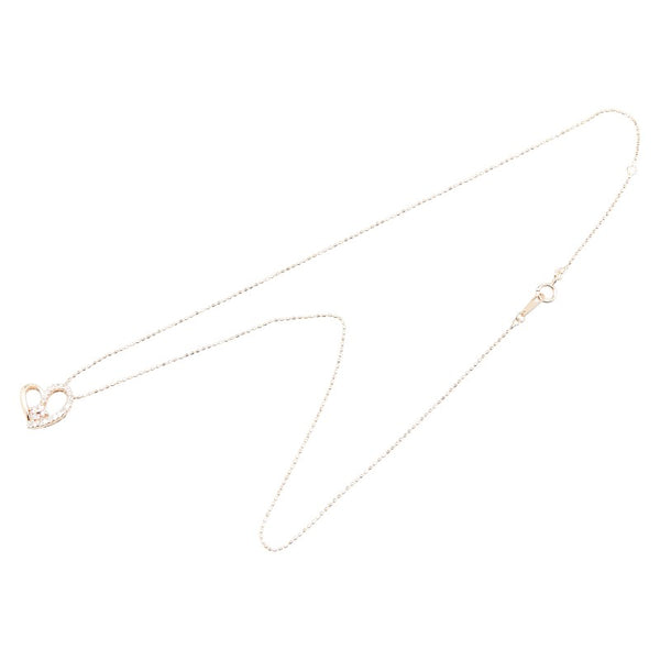 K14PG ピンクゴールド ピンクトルマリン ダイヤ0.10ct ハート モチーフ ペンダントネックレス レディース 【中古】
