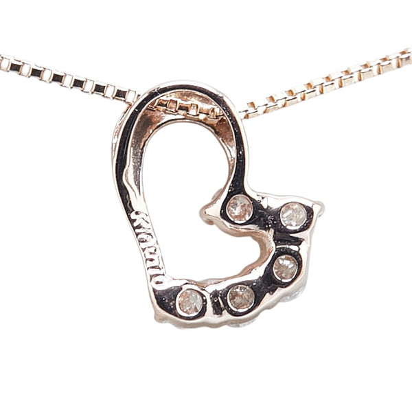 K10PG ピンクゴールド ダイヤ0.10ct ハート モチーフ ペンダントネックレス レディース 【中古】