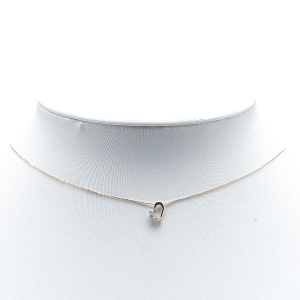 K10PG ピンクゴールド ダイヤ0.10ct ハート モチーフ ペンダントネックレス レディース 【中古】