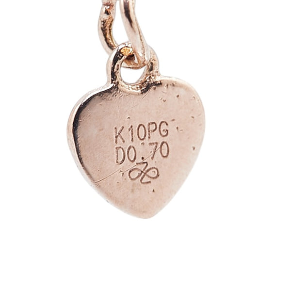K10PG ピンクゴールド ダイヤ0.70ct 5連 ハート モチーフ ペンダントネックレス レディース 【中古】