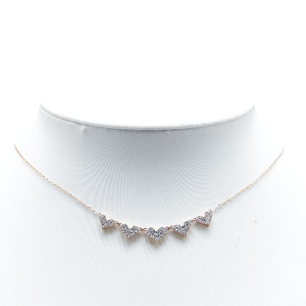 K10PG ピンクゴールド ダイヤ0.70ct 5連 ハート モチーフ ペンダントネックレス レディース 【中古】