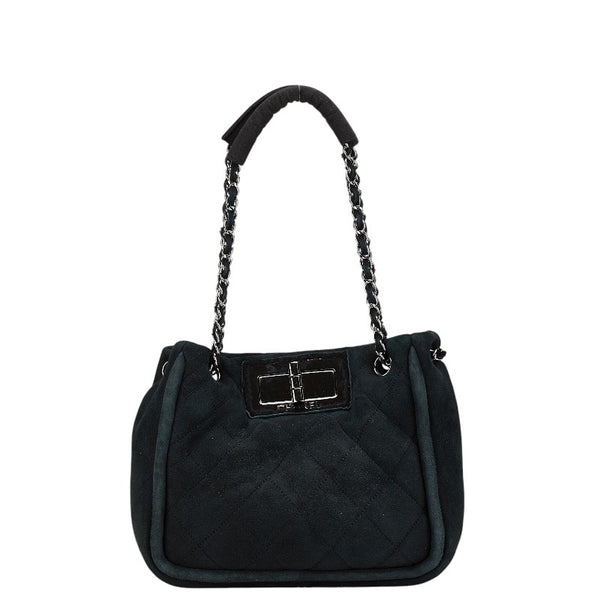 シャネル マトラッセ 2.55 ハンドバッグ ショルダーバッグ ブラック スウェット レディース CHANEL 【中古】