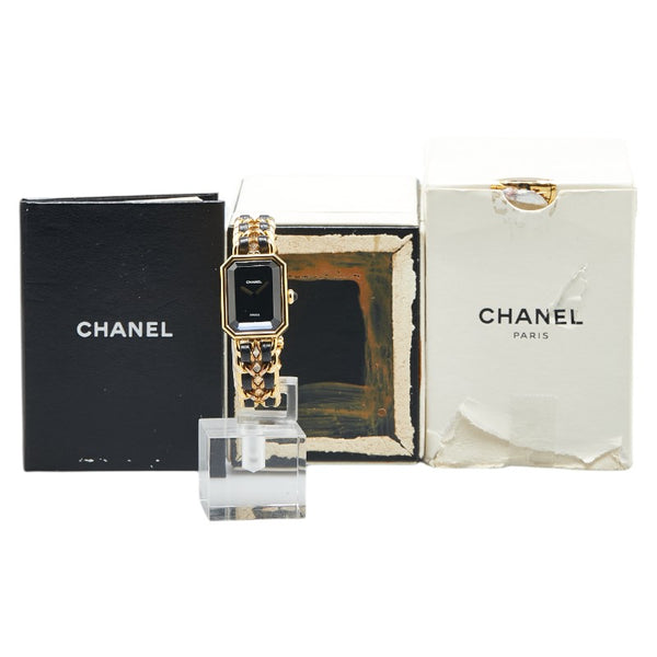 シャネル プルミエール 腕時計 サイズ:M H0001 クオーツ ブラック文字盤 メッキ レザー レディース CHANEL 【中古】