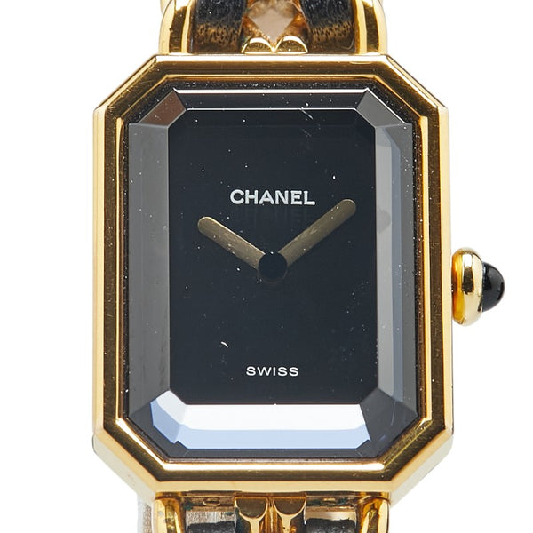 シャネル プルミエール 腕時計 サイズ:M H0001 クオーツ ブラック文字盤 メッキ レザー レディース CHANEL 【中古】