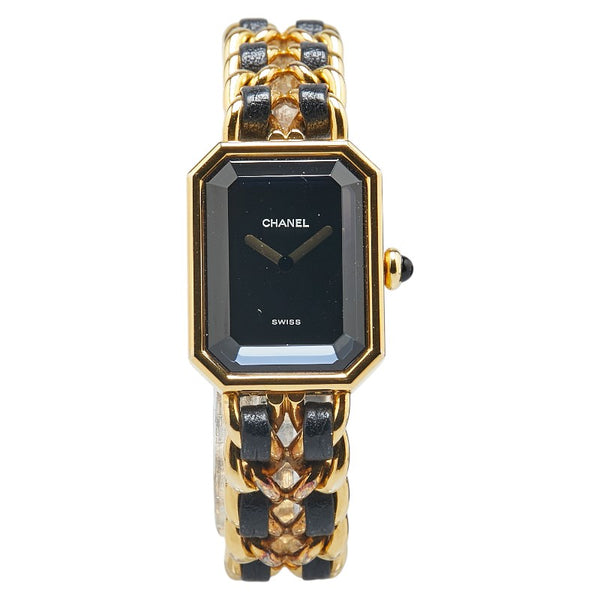 シャネル プルミエール 腕時計 サイズ:M H0001 クオーツ ブラック文字盤 メッキ レザー レディース CHANEL 【中古】