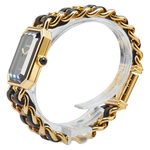 シャネル プルミエール 腕時計 サイズ:M H0001 クオーツ ブラック文字盤 メッキ レザー レディース CHANEL 【中古】