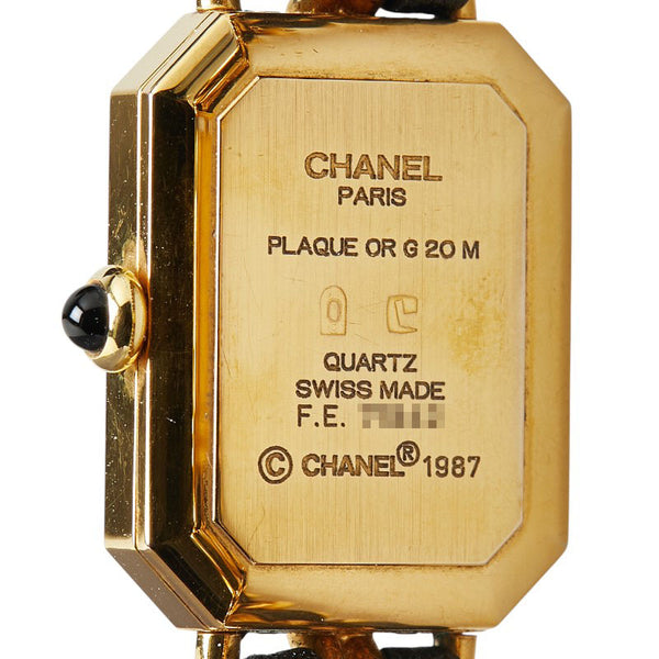シャネル プルミエール 腕時計 サイズ:M H0001 クオーツ ブラック文字盤 メッキ レザー レディース CHANEL 【中古】