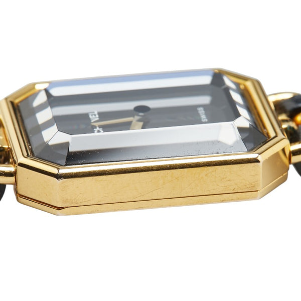 シャネル プルミエール 腕時計 サイズ:M H0001 クオーツ ブラック文字盤 メッキ レザー レディース CHANEL 【中古】